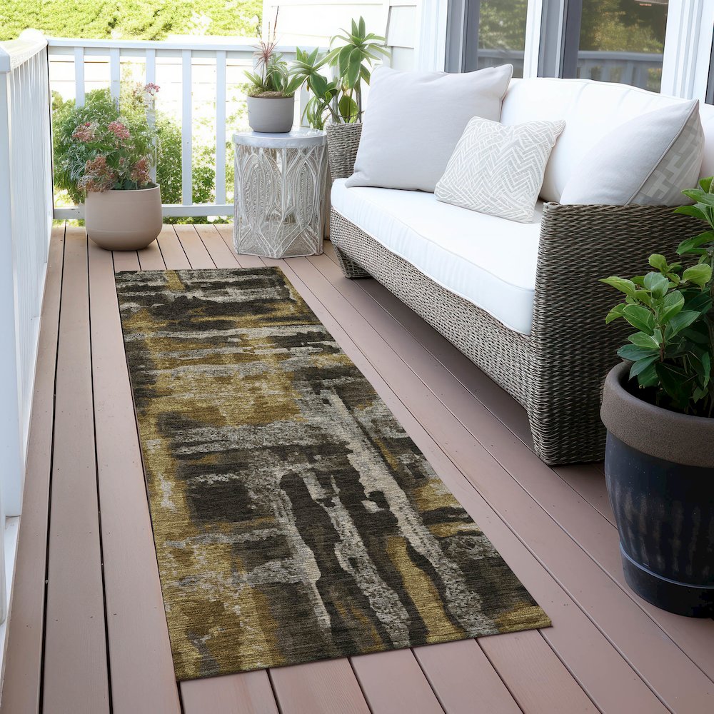 Machine Washable Indoor/Outdoor Chantille ACN2015 Coffee 2'3" x 7'6" Runner Rug. Picture 6