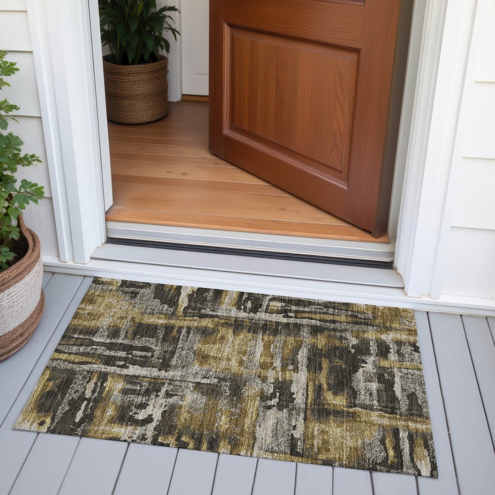 Machine Washable Indoor/Outdoor Chantille ACN2015 Coffee 1'8" x 2'6" Rug. Picture 6