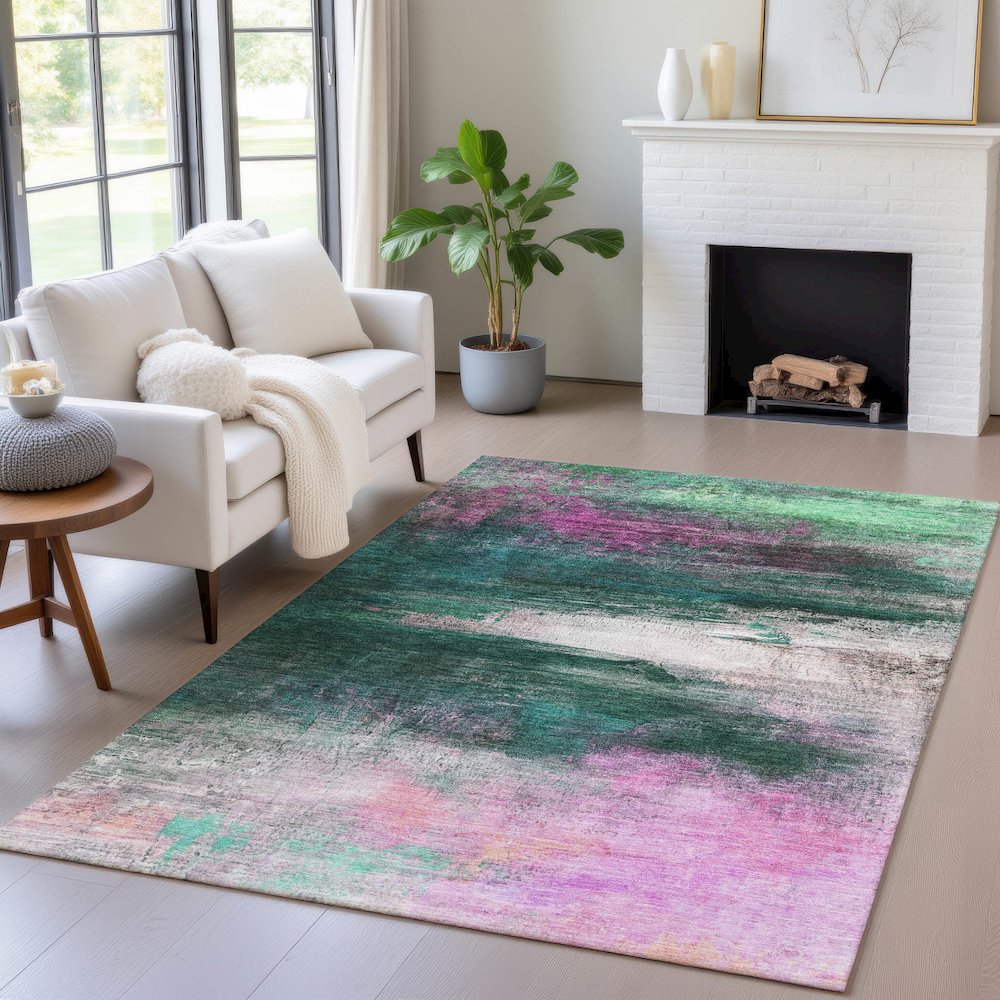 Machine Washable Indoor/Outdoor Chantille ACN2016 Green 2'6" x 3'10" Rug. Picture 5