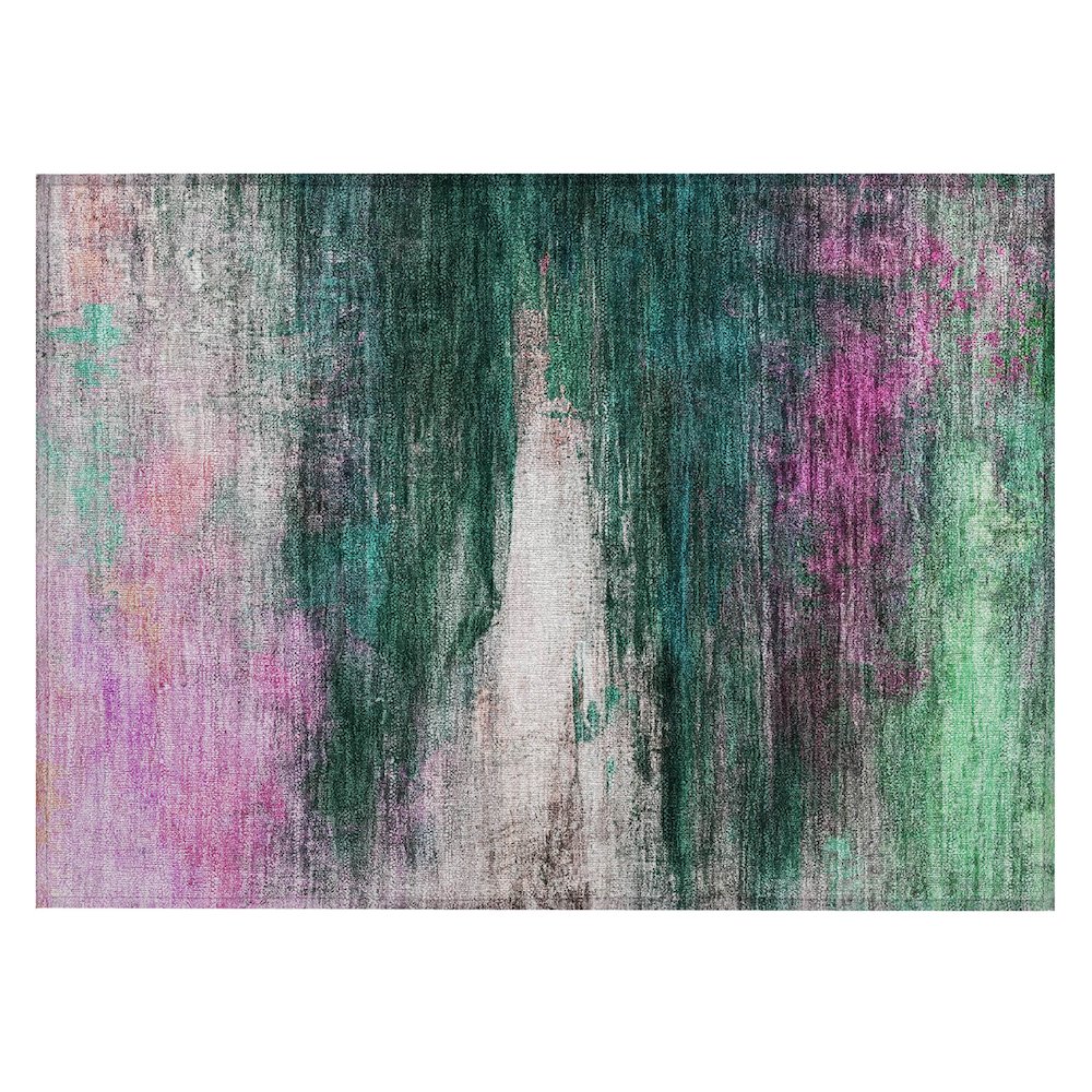Machine Washable Indoor/Outdoor Chantille ACN2016 Green 1'8" x 2'6" Rug. Picture 1