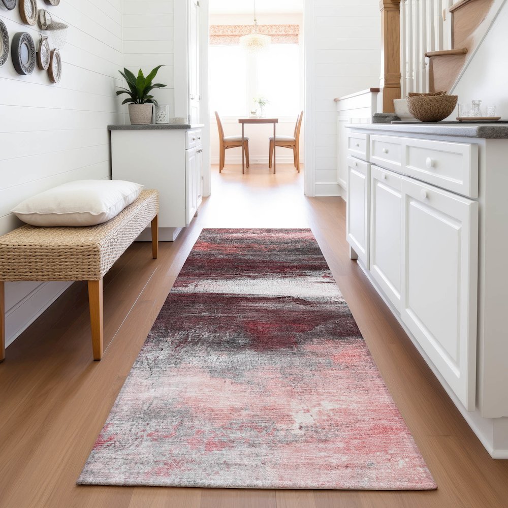Machine Washable Indoor/Outdoor Chantille ACN2016 Merlot 2'3" x 7'6" Runner Rug. Picture 5