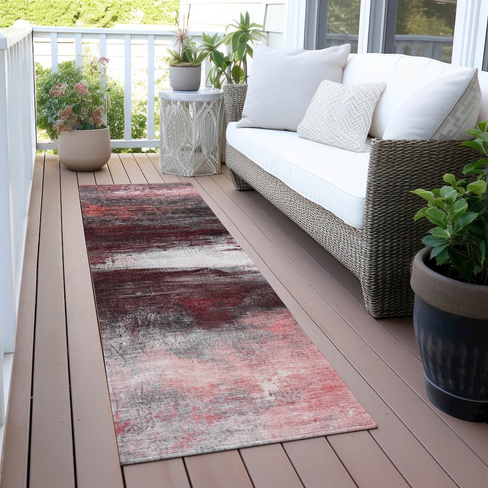Machine Washable Indoor/Outdoor Chantille ACN2016 Merlot 2'3" x 7'6" Runner Rug. Picture 6