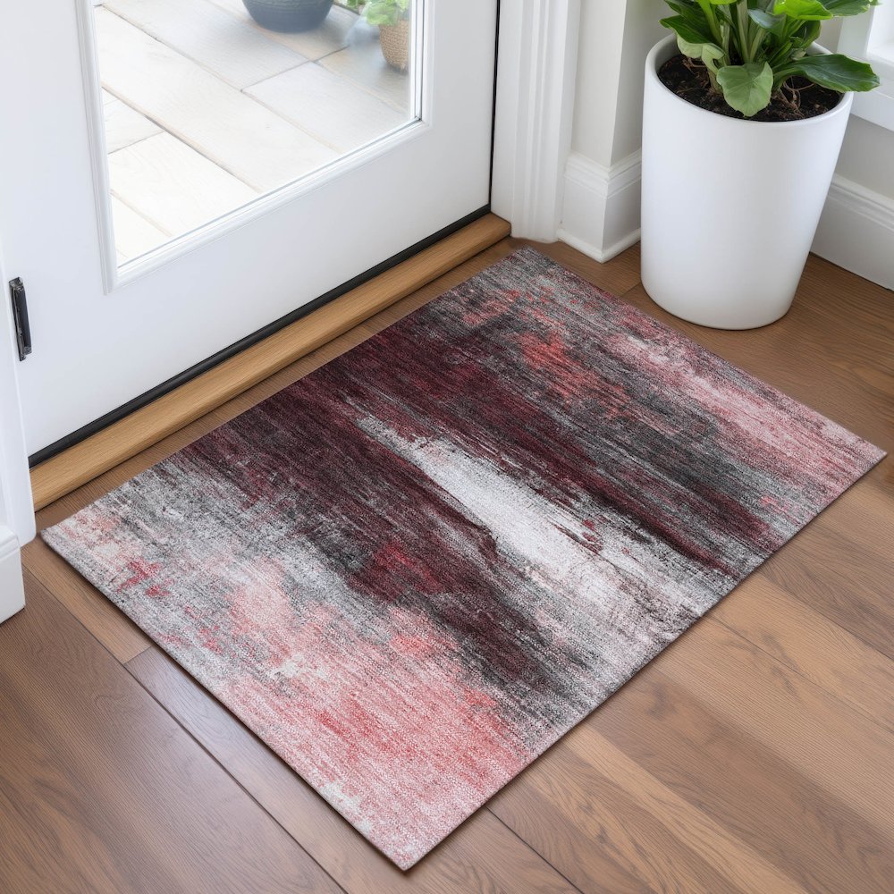 Machine Washable Indoor/Outdoor Chantille ACN2016 Merlot 1'8" x 2'6" Rug. Picture 5