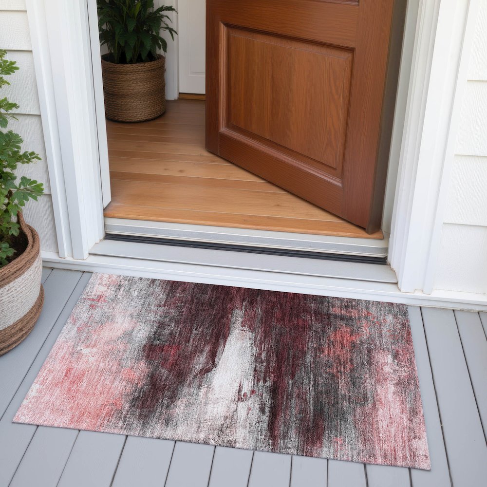 Machine Washable Indoor/Outdoor Chantille ACN2016 Merlot 1'8" x 2'6" Rug. Picture 6