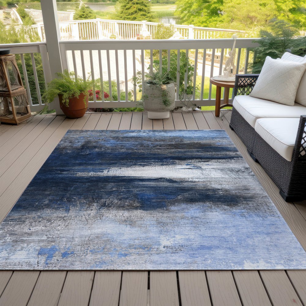 Machine Washable Indoor/Outdoor Chantille ACN2016 Navy 2'6" x 3'10" Rug. Picture 8