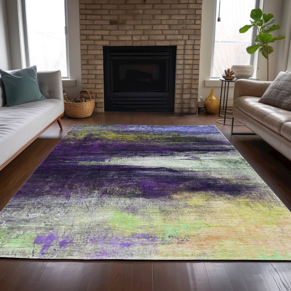 Machine Washable Indoor/Outdoor Chantille ACN2016 Purple 2'6" x 3'10" Rug. Picture 6