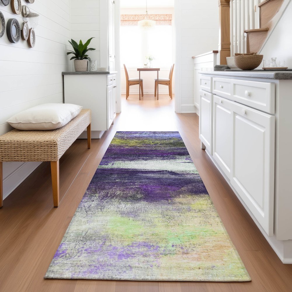 Machine Washable Indoor/Outdoor Chantille ACN2016 Purple 2'3" x 7'6" Runner Rug. Picture 5