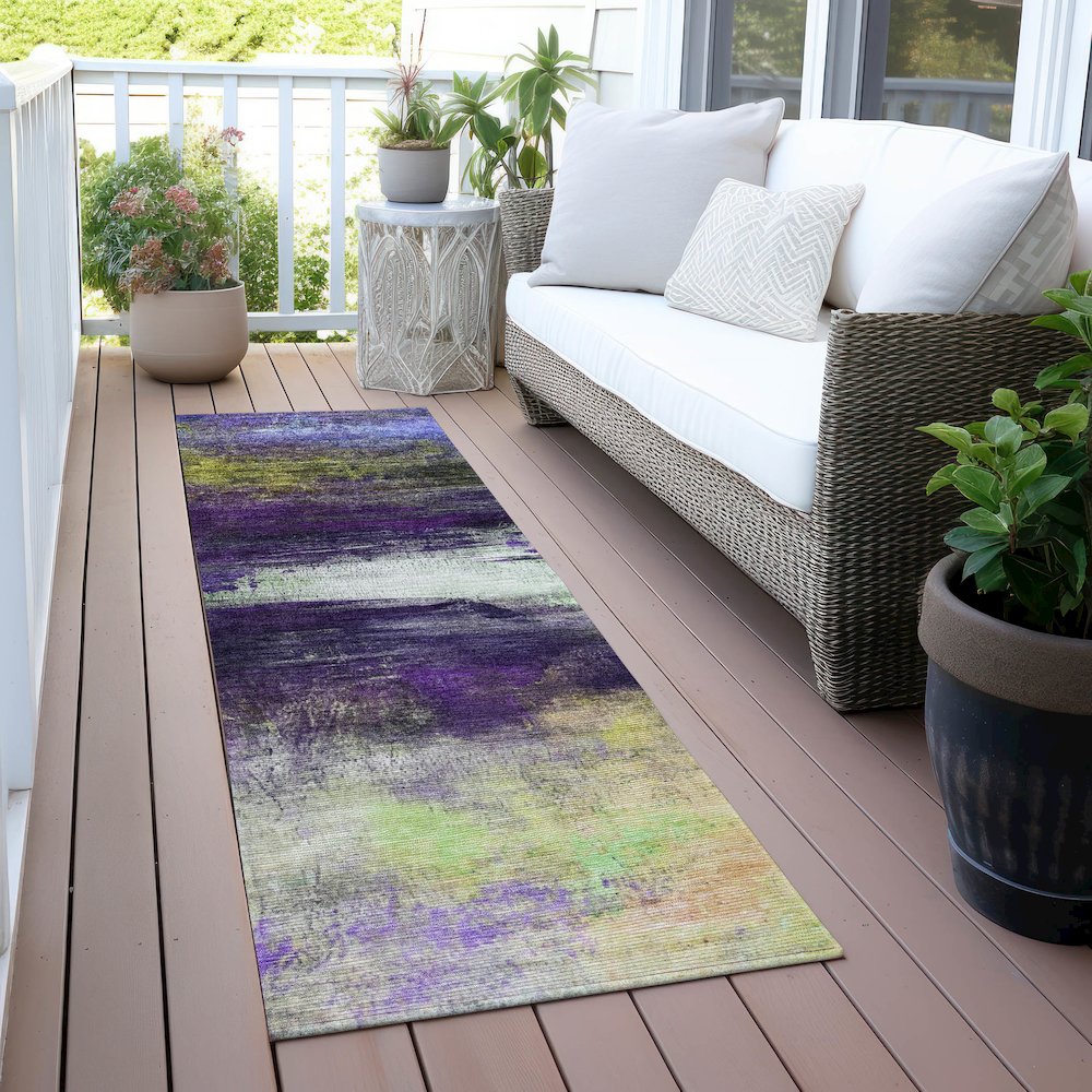 Machine Washable Indoor/Outdoor Chantille ACN2016 Purple 2'3" x 7'6" Runner Rug. Picture 6