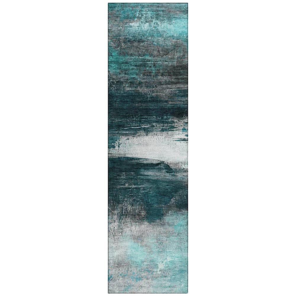 Machine Washable Indoor/Outdoor Chantille ACN2016 Teal 2'3" x 7'6" Runner Rug. Picture 1
