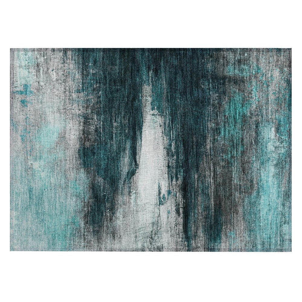 Machine Washable Indoor/Outdoor Chantille ACN2016 Teal 1'8" x 2'6" Rug. Picture 1
