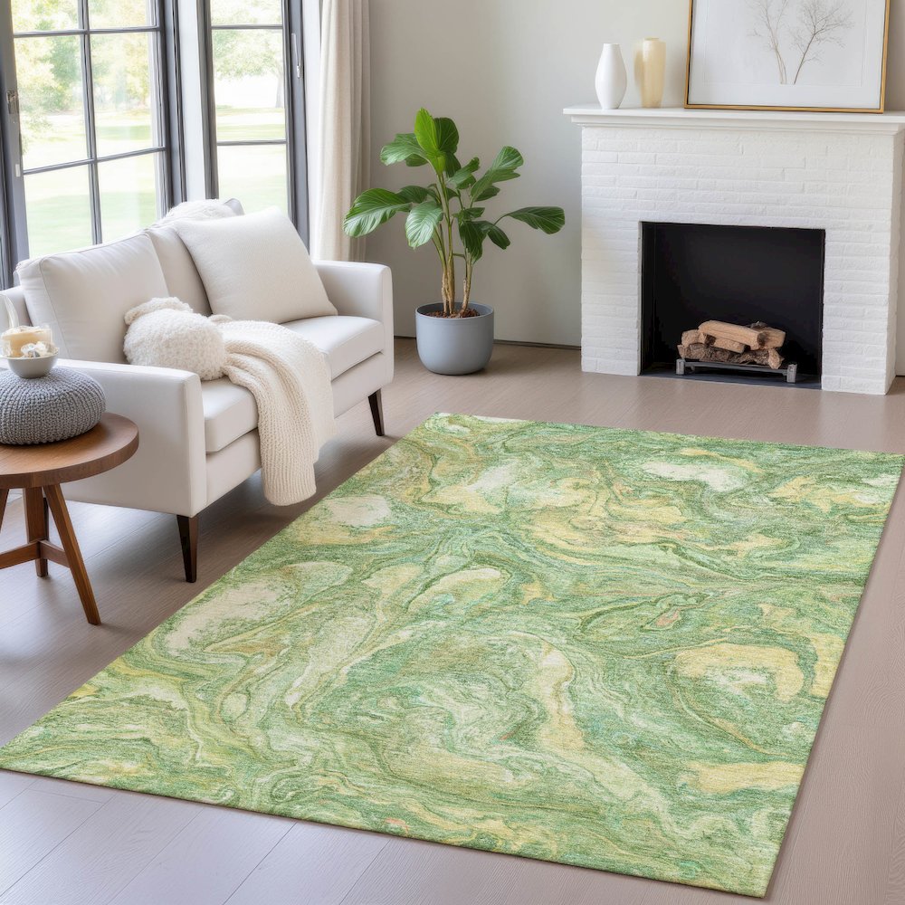 Machine Washable Indoor/Outdoor Chantille ACN2017 Green 2'6" x 3'10" Rug. Picture 5
