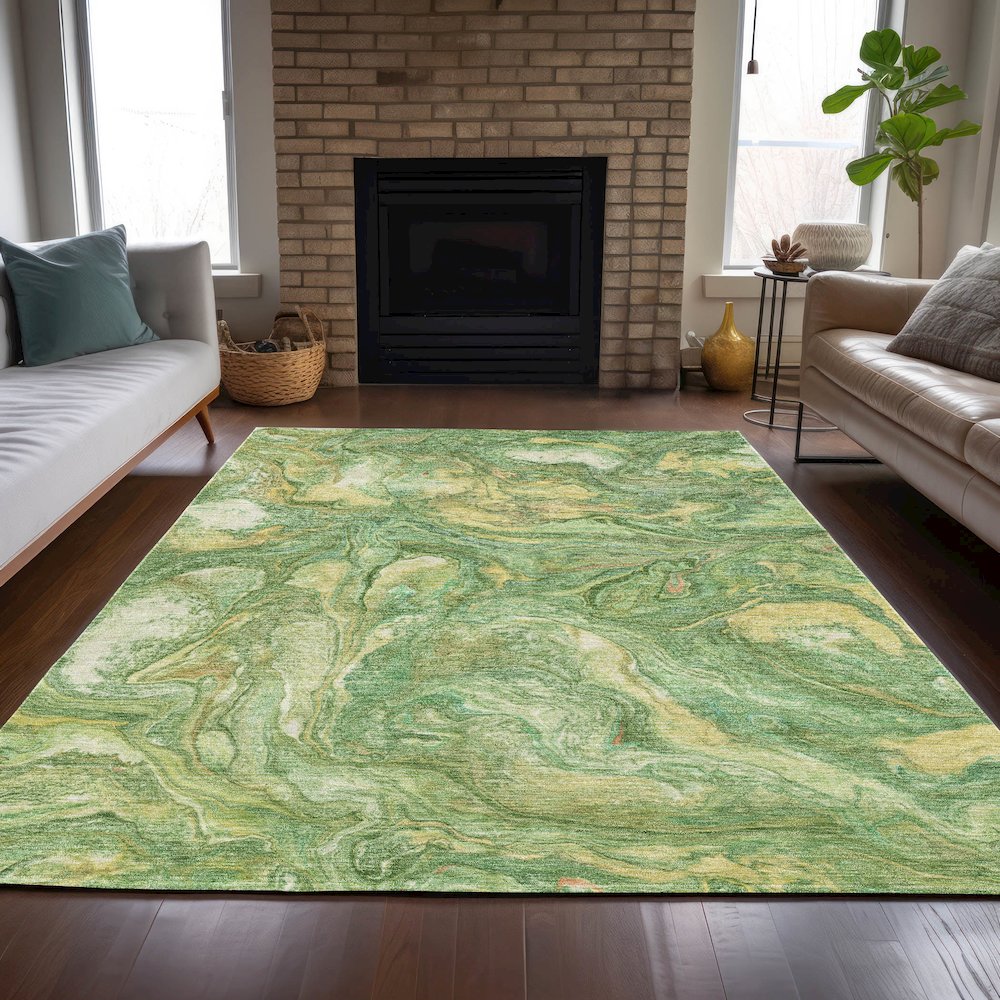 Machine Washable Indoor/Outdoor Chantille ACN2017 Green 2'6" x 3'10" Rug. Picture 6