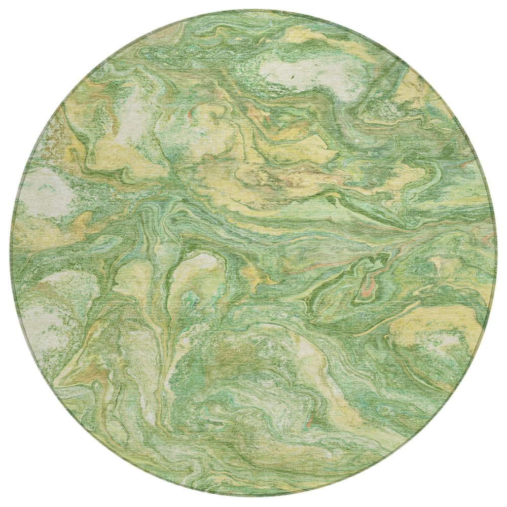 Machine Washable Indoor/Outdoor Chantille ACN2017 Green 8' x 8' Round Rug. Picture 1