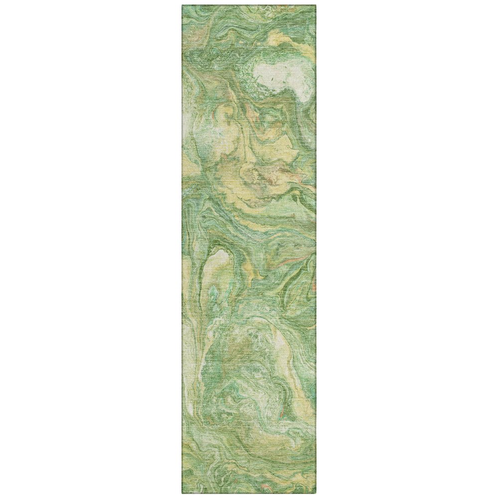 Machine Washable Indoor/Outdoor Chantille ACN2017 Green 2'3" x 7'6" Runner Rug. Picture 1