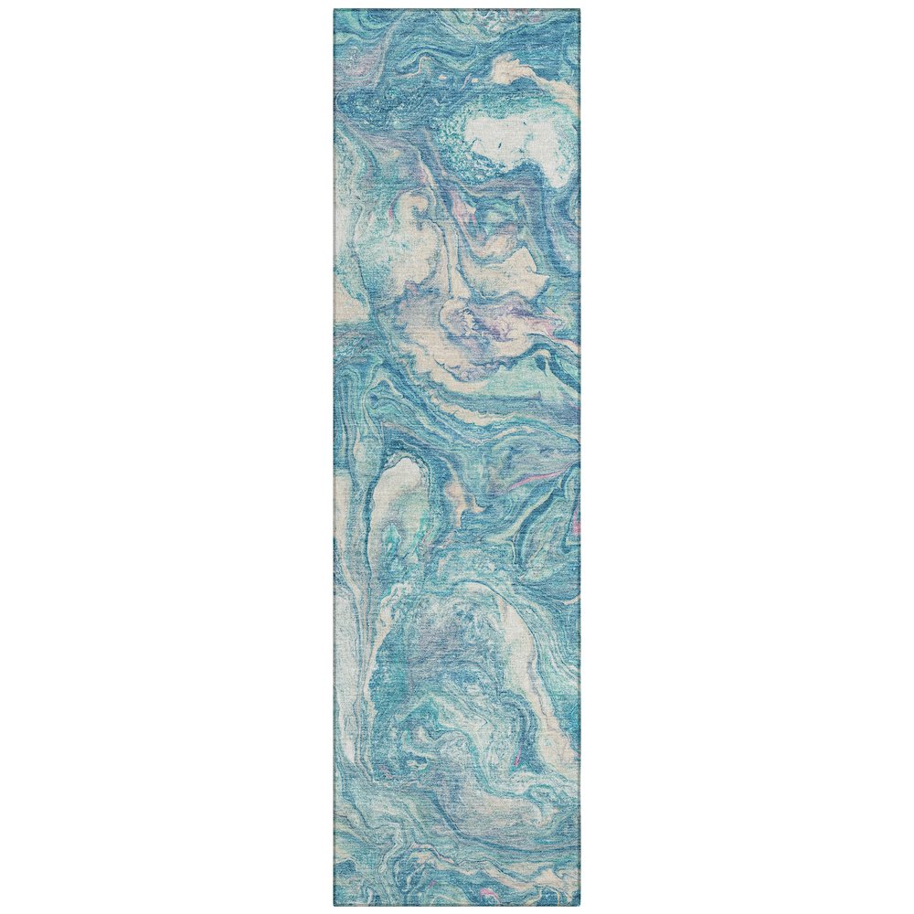 Machine Washable Indoor/Outdoor Chantille ACN2017 Teal 2'3" x 7'6" Runner Rug. Picture 1