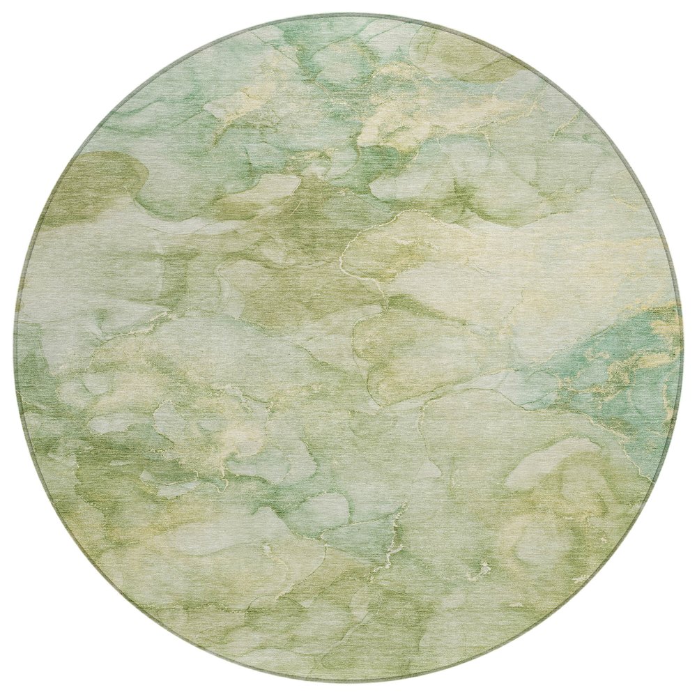 Machine Washable Indoor/Outdoor Chantille ACN2018 Aloe 8' x 8' Round Rug. Picture 1