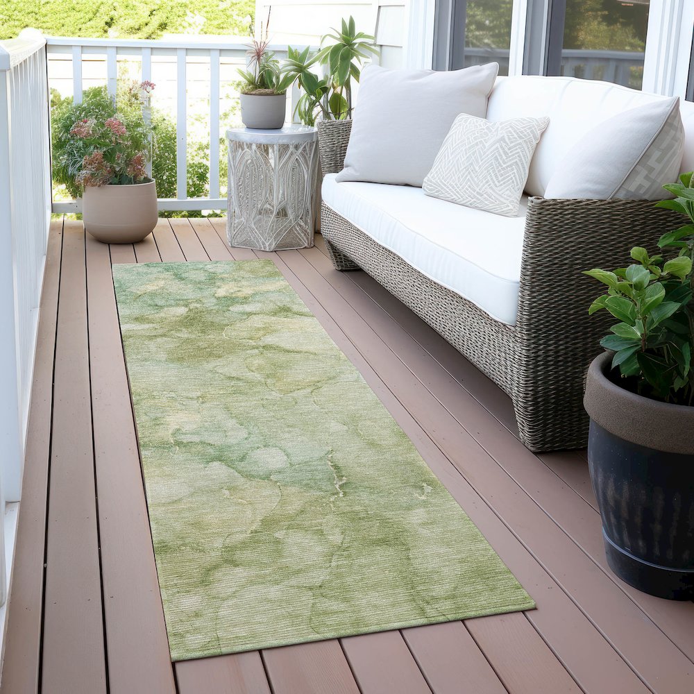 Machine Washable Indoor/Outdoor Chantille ACN2018 Aloe 2'3" x 7'6" Runner Rug. Picture 6