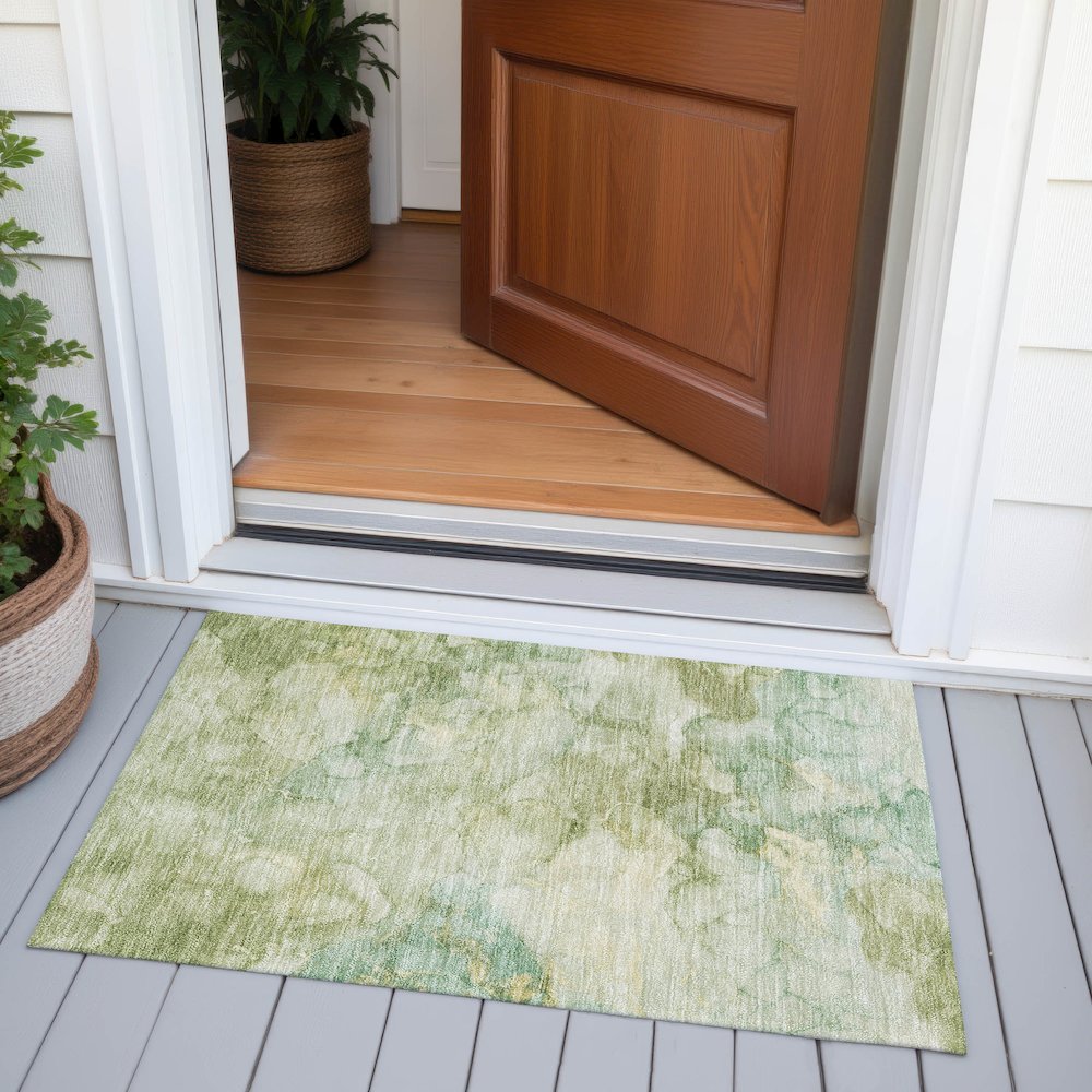 Machine Washable Indoor/Outdoor Chantille ACN2018 Aloe 1'8" x 2'6" Rug. Picture 6