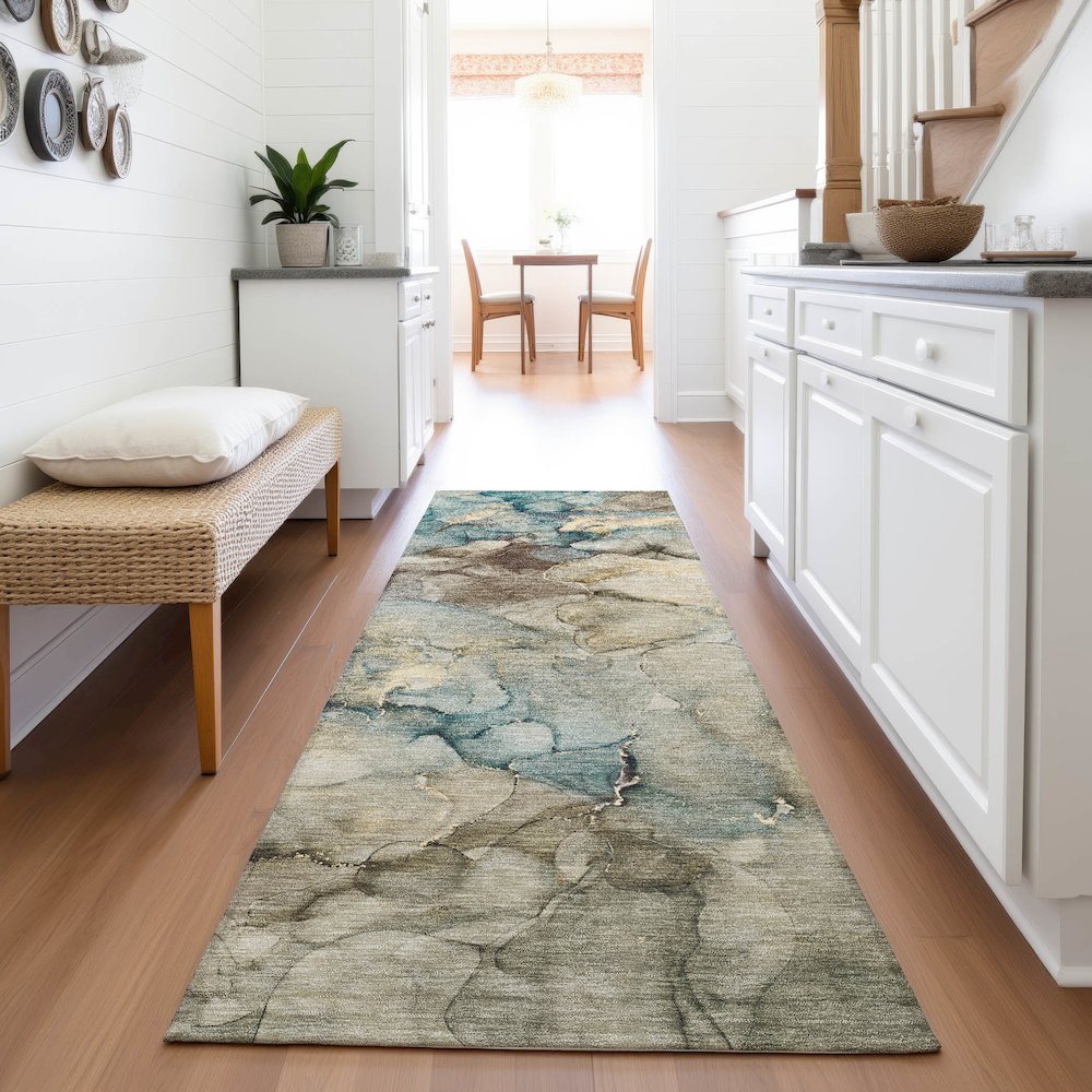 Machine Washable Indoor/Outdoor Chantille ACN2018 Brown 2'3" x 7'6" Runner Rug. Picture 5