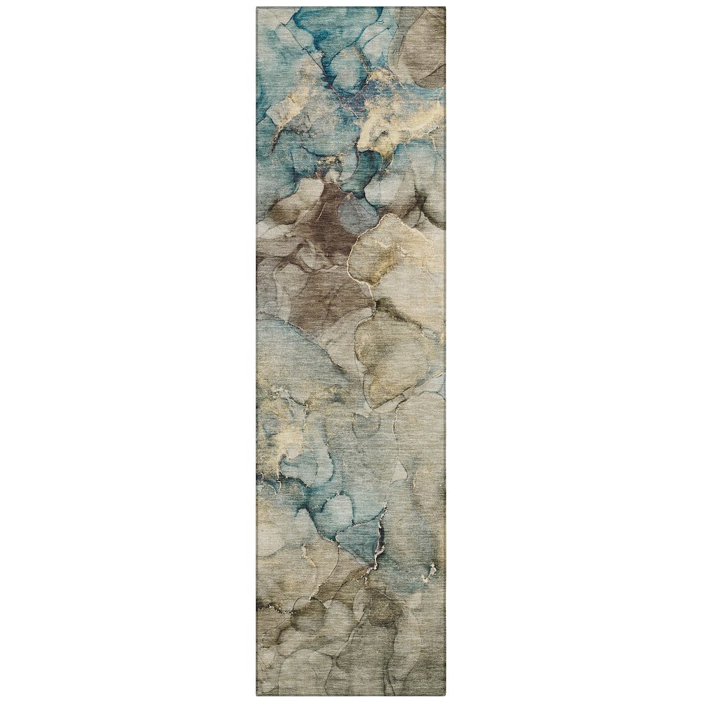 Machine Washable Indoor/Outdoor Chantille ACN2018 Brown 2'3" x 7'6" Runner Rug. Picture 1