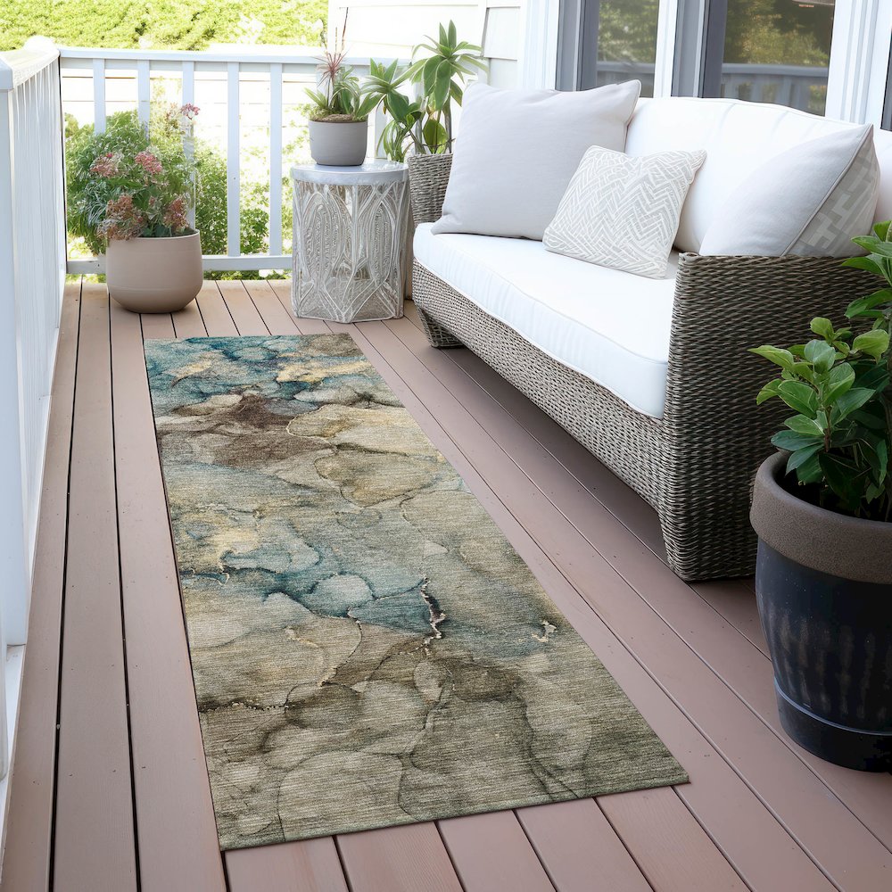 Machine Washable Indoor/Outdoor Chantille ACN2018 Brown 2'3" x 7'6" Runner Rug. Picture 6