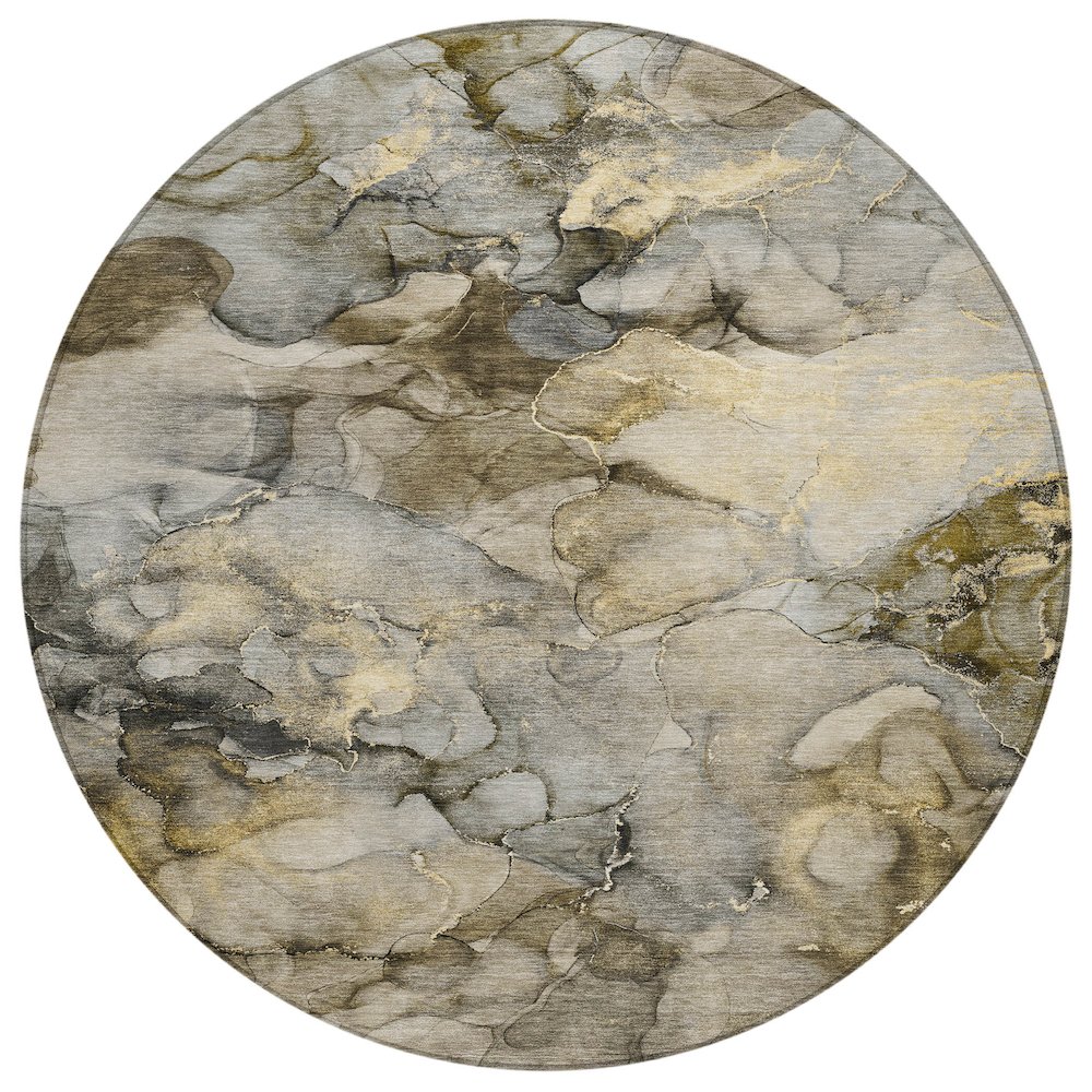 Machine Washable Indoor/Outdoor Chantille ACN2018 Pewter 8' x 8' Round Rug. Picture 1