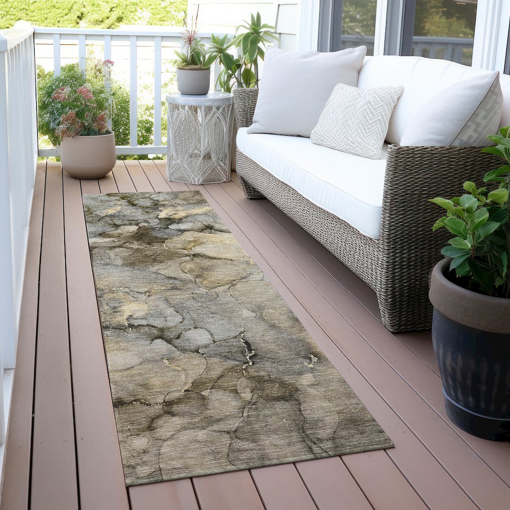 Machine Washable Indoor/Outdoor Chantille ACN2018 Pewter 2'3" x 7'6" Runner Rug. Picture 6