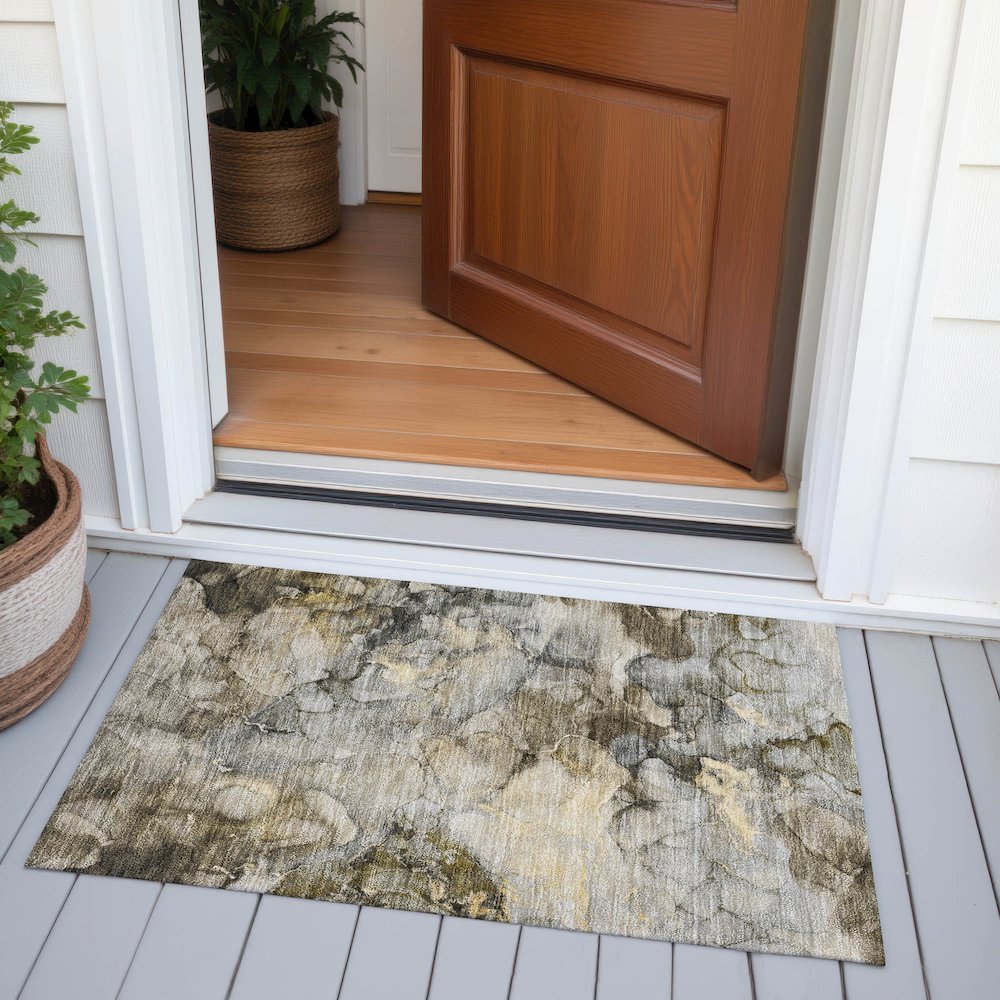 Machine Washable Indoor/Outdoor Chantille ACN2018 Pewter 1'8" x 2'6" Rug. Picture 6