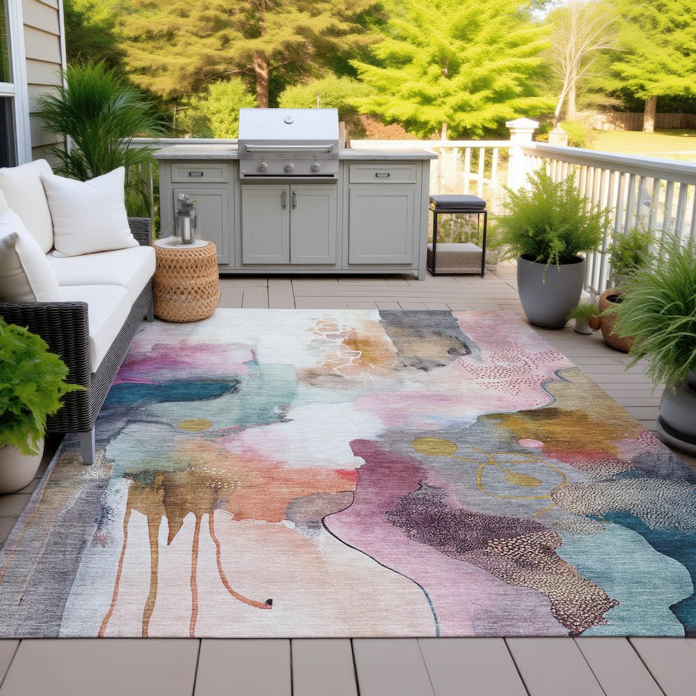 Machine Washable Indoor/Outdoor Chantille ACN2019 Blush 2'6" x 3'10" Rug. Picture 7