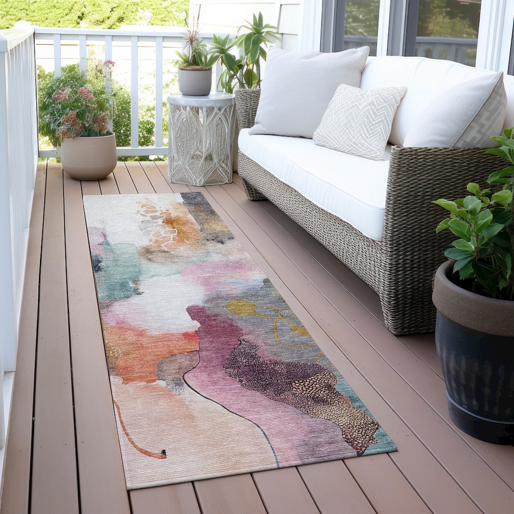 Machine Washable Indoor/Outdoor Chantille ACN2019 Blush 2'3" x 7'6" Runner Rug. Picture 6