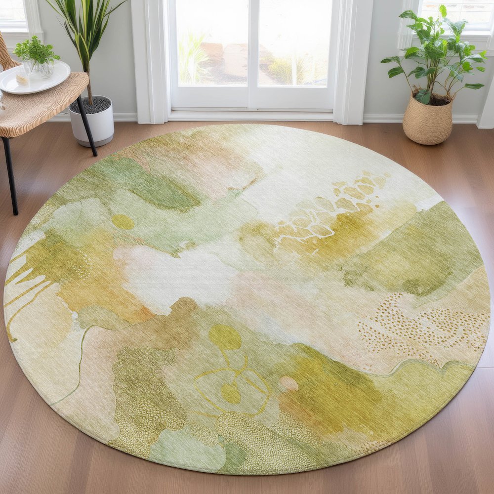 Machine Washable Indoor/Outdoor Chantille ACN2019 Fern 8' x 8' Round Rug. Picture 5