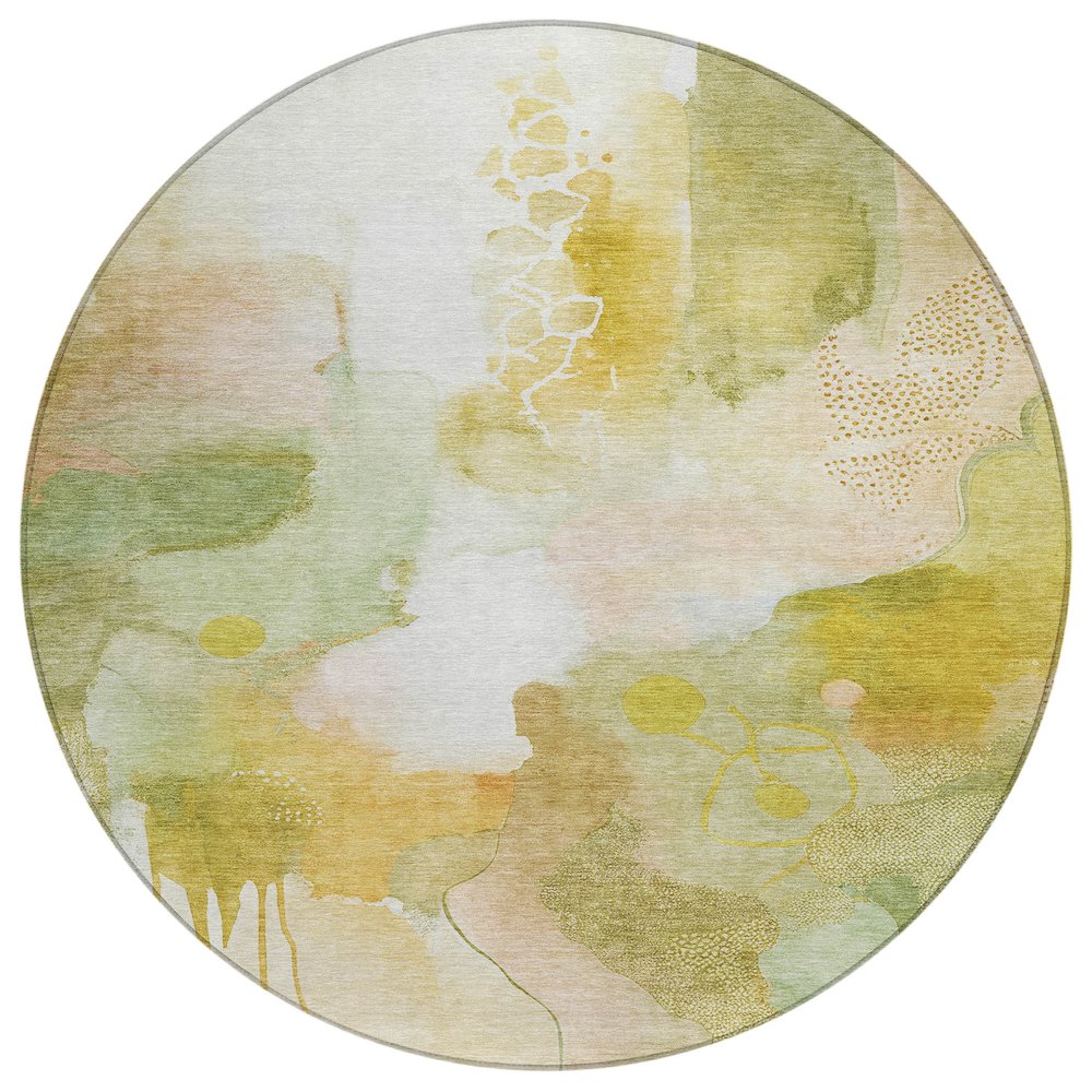 Machine Washable Indoor/Outdoor Chantille ACN2019 Fern 8' x 8' Round Rug. Picture 1