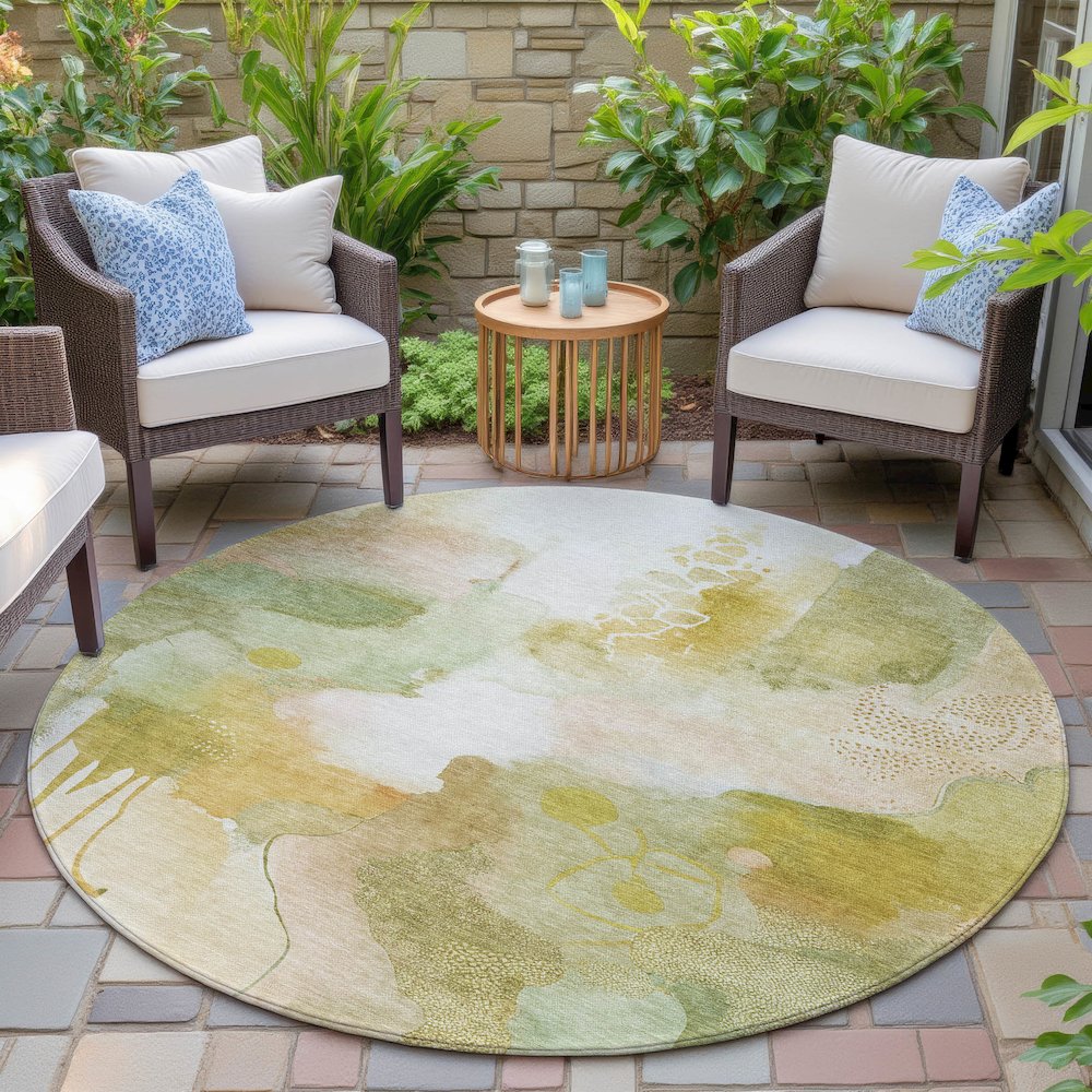 Machine Washable Indoor/Outdoor Chantille ACN2019 Fern 8' x 8' Round Rug. Picture 6