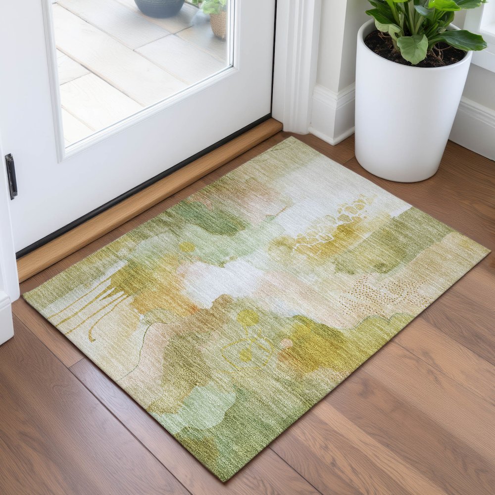 Machine Washable Indoor/Outdoor Chantille ACN2019 Fern 1'8" x 2'6" Rug. Picture 5