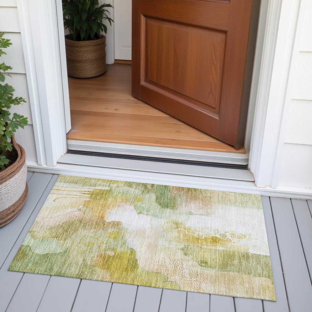 Machine Washable Indoor/Outdoor Chantille ACN2019 Fern 1'8" x 2'6" Rug. Picture 6