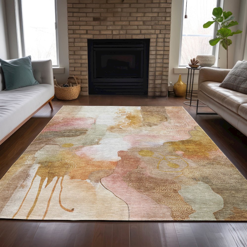 Machine Washable Indoor/Outdoor Chantille ACN2019 Mauve 2'6" x 3'10" Rug. Picture 6