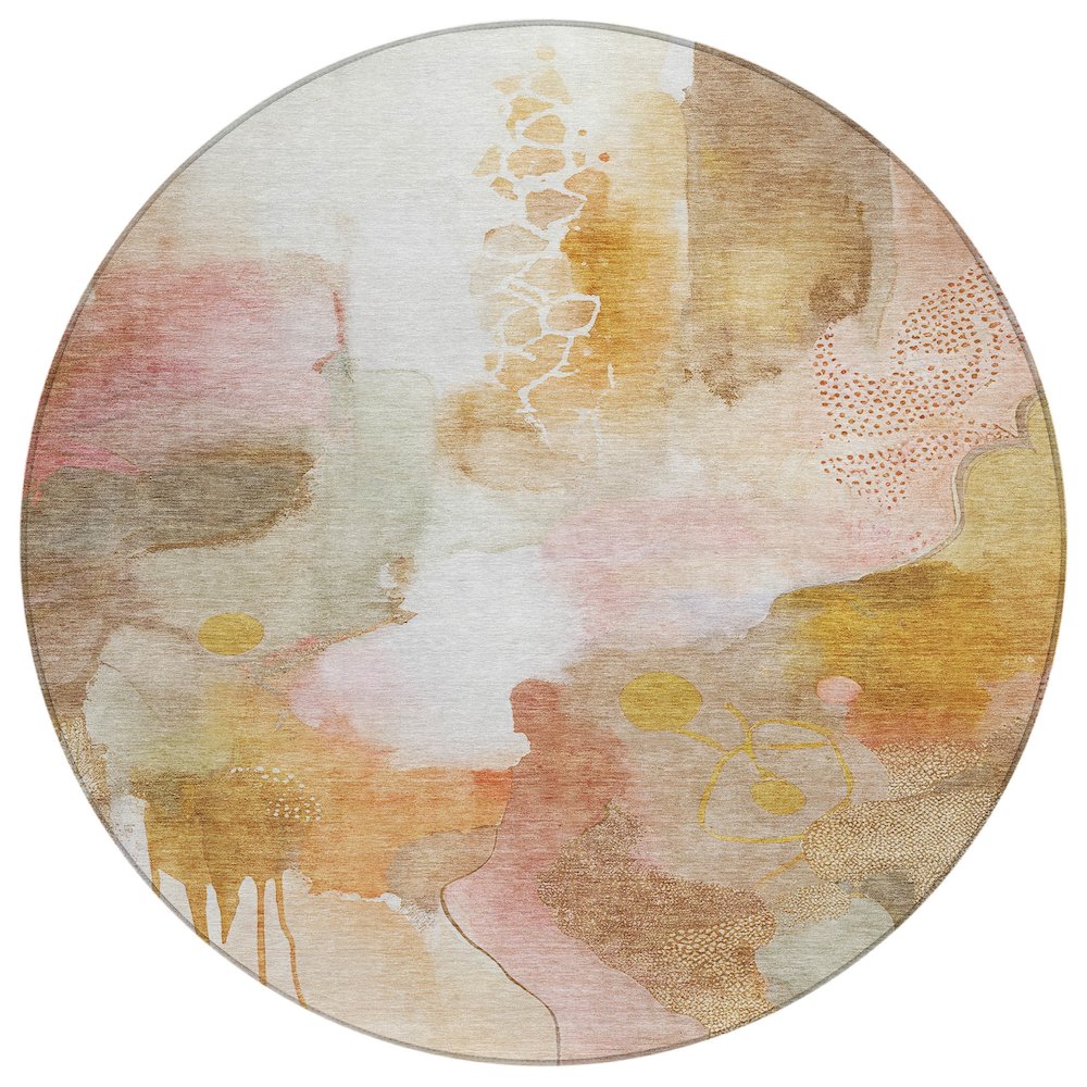 Machine Washable Indoor/Outdoor Chantille ACN2019 Mauve 8' x 8' Round Rug. Picture 1