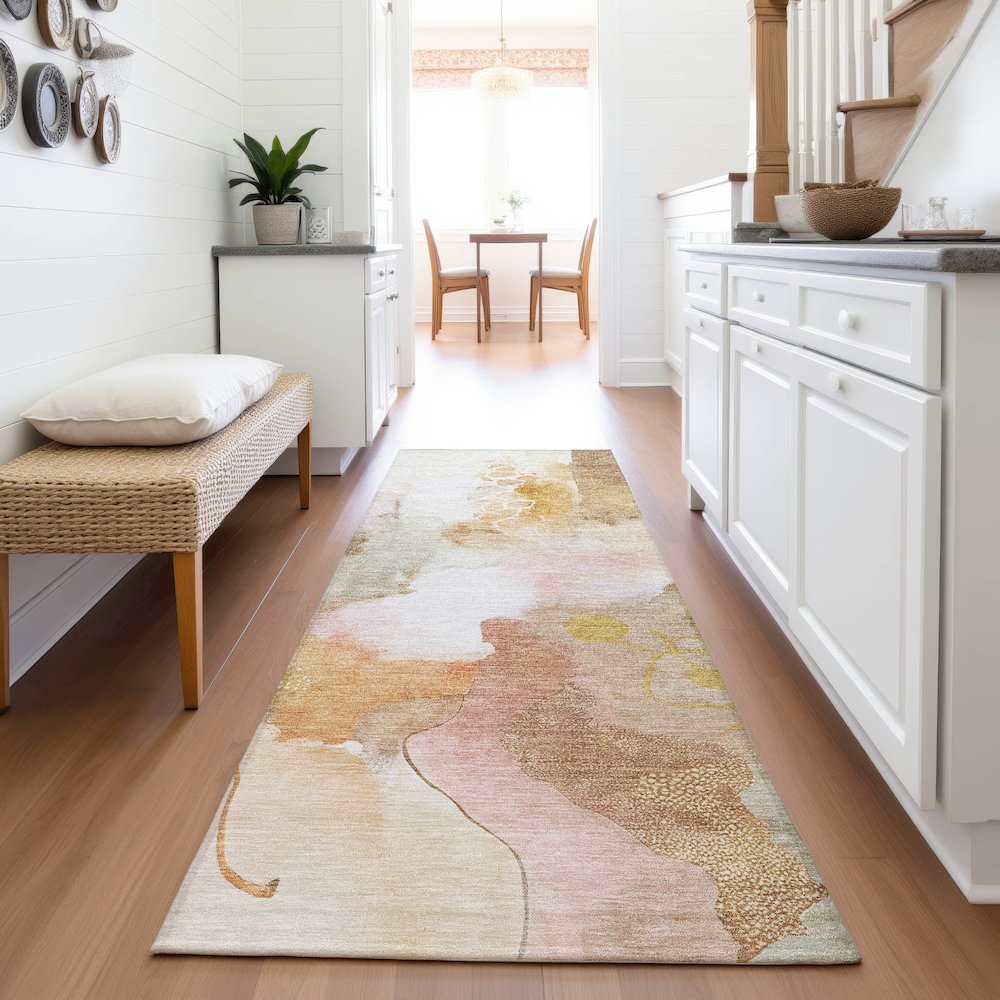 Machine Washable Indoor/Outdoor Chantille ACN2019 Mauve 2'3" x 7'6" Runner Rug. Picture 5
