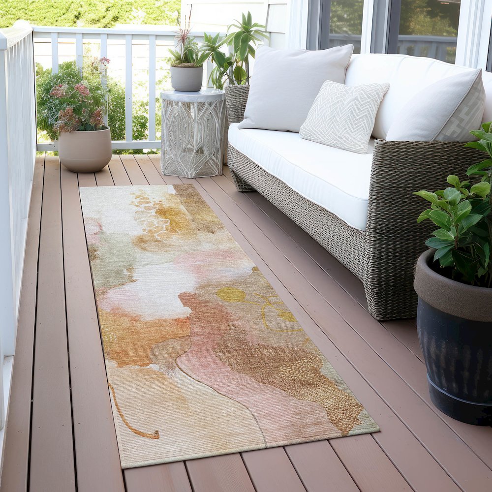 Machine Washable Indoor/Outdoor Chantille ACN2019 Mauve 2'3" x 7'6" Runner Rug. Picture 6