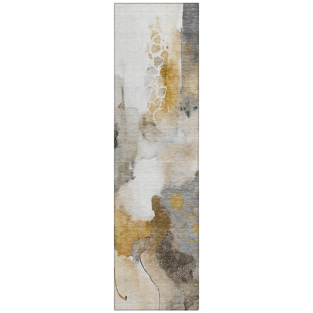 Machine Washable Indoor/Outdoor Chantille ACN2019 Mocha 2'3" x 7'6" Runner Rug. Picture 1