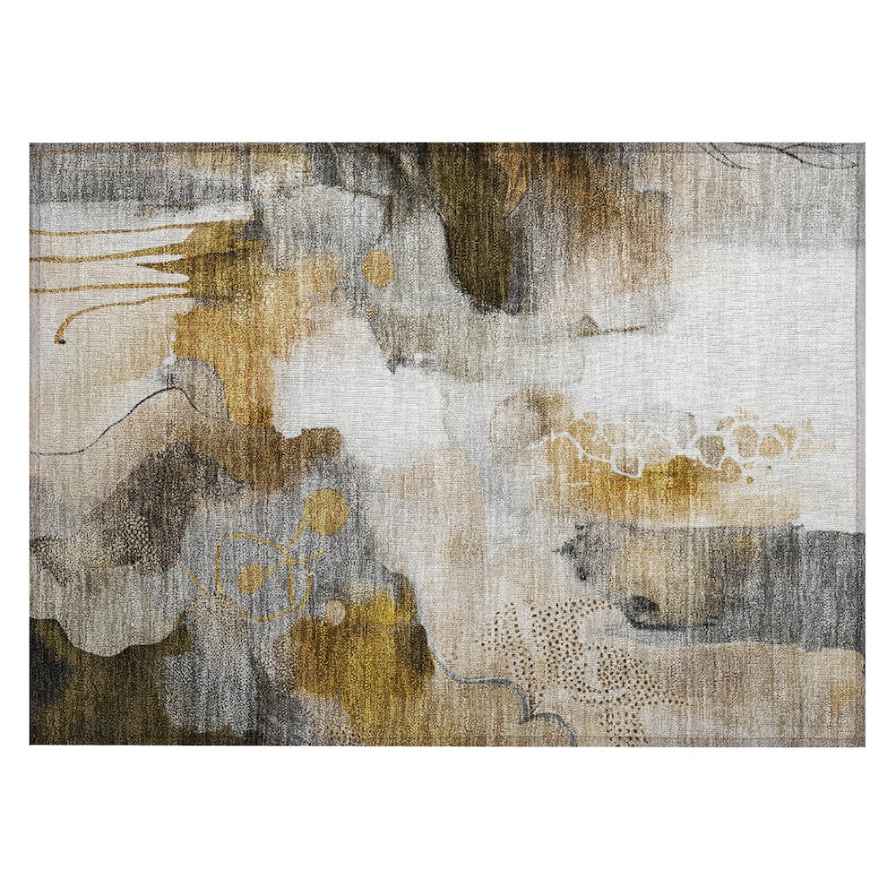 Machine Washable Indoor/Outdoor Chantille ACN2019 Mocha 1'8" x 2'6" Rug. Picture 1