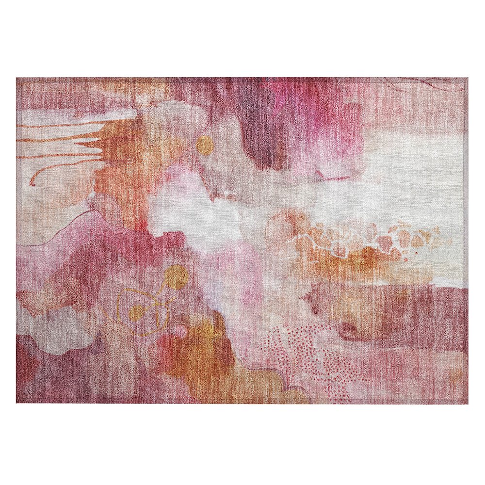 Machine Washable Indoor/Outdoor Chantille ACN2019 Pink 1'8" x 2'6" Rug. Picture 1