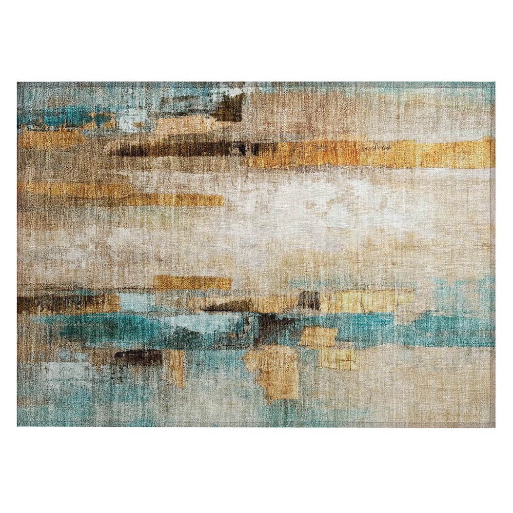 Machine Washable Indoor/Outdoor Chantille ACN2020 Beige 1'8" x 2'6" Rug. Picture 1
