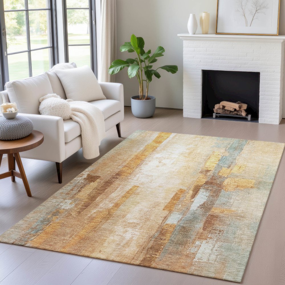 Machine Washable Indoor/Outdoor Chantille ACN2020 Copper 2'6" x 3'10" Rug. Picture 5