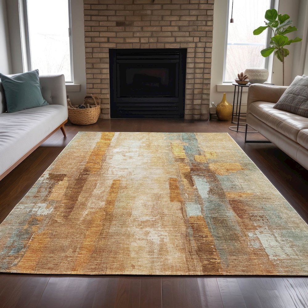 Machine Washable Indoor/Outdoor Chantille ACN2020 Copper 2'6" x 3'10" Rug. Picture 6