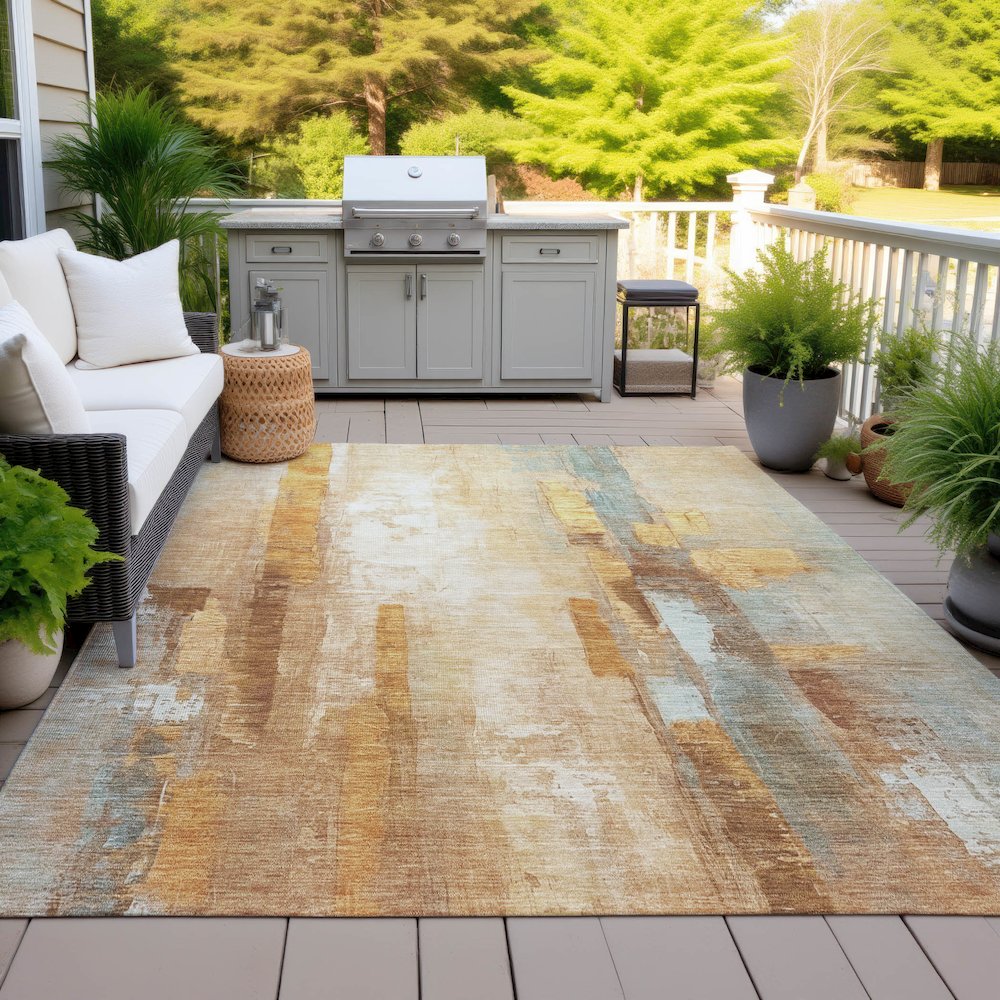 Machine Washable Indoor/Outdoor Chantille ACN2020 Copper 2'6" x 3'10" Rug. Picture 7