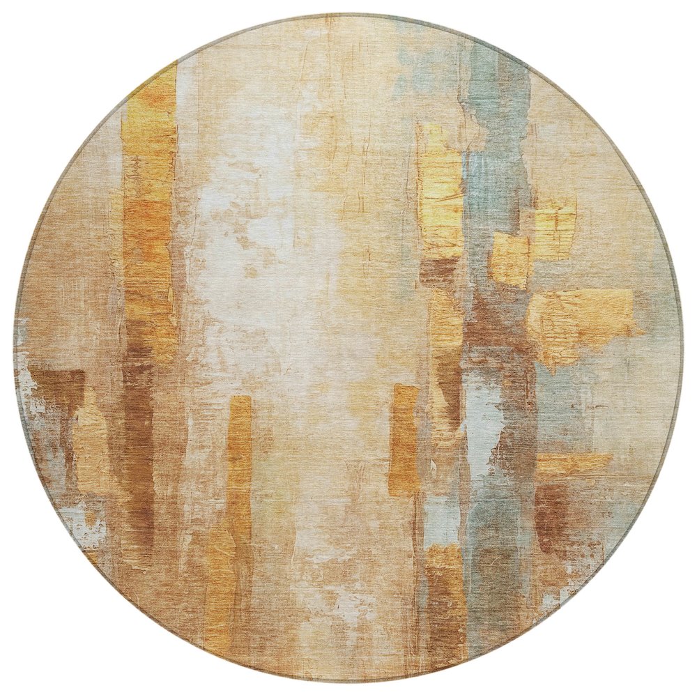 Machine Washable Indoor/Outdoor Chantille ACN2020 Copper 8' x 8' Round Rug. Picture 1