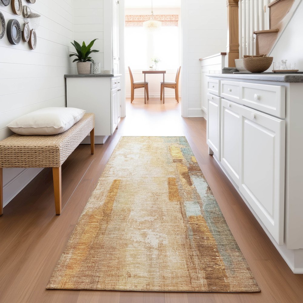 Machine Washable Indoor/Outdoor Chantille ACN2020 Copper 2'3" x 7'6" Runner Rug. Picture 5