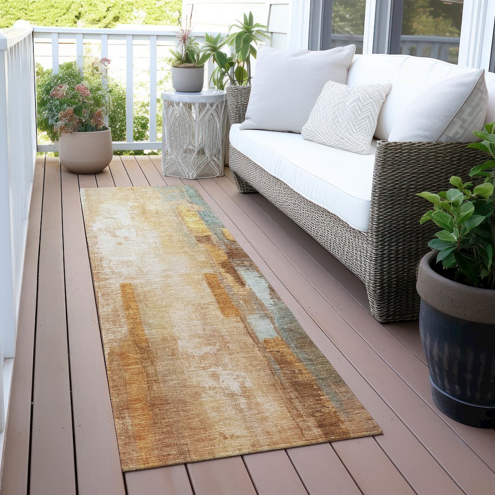 Machine Washable Indoor/Outdoor Chantille ACN2020 Copper 2'3" x 7'6" Runner Rug. Picture 6