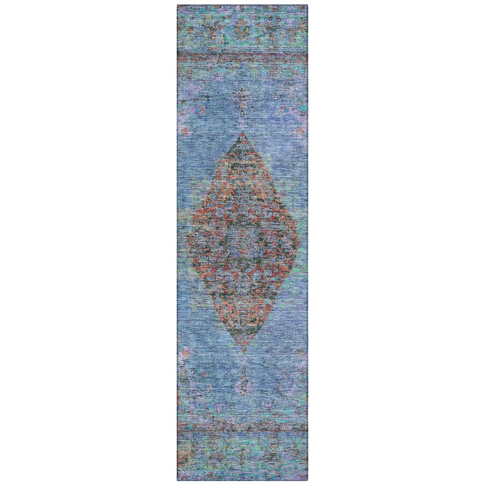 Machine Washable Indoor/Outdoor Chantille ACN2021 Blue 2'3" x 7'6" Runner Rug. Picture 1